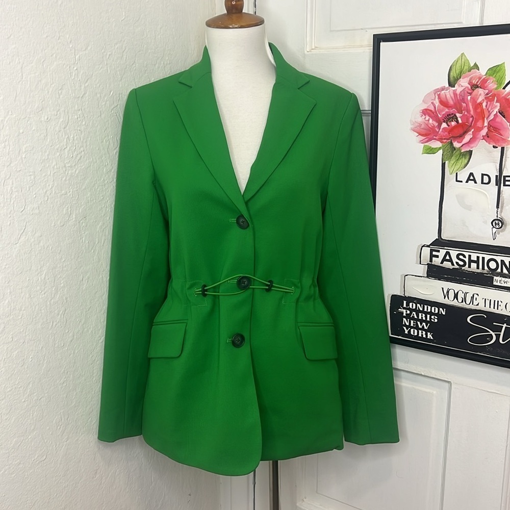 Argent 3 Button Cinched Waist Blazer in Green Size 4